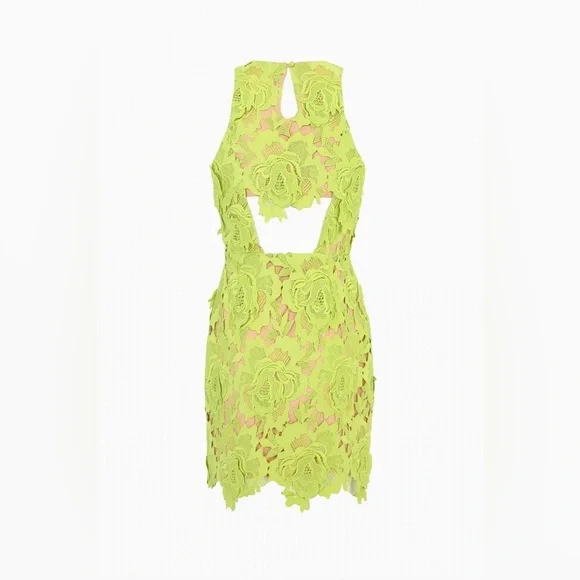 Adelyn Rae Cassie 3D Crochet Dress Lime Green M - Picture 2 of 6